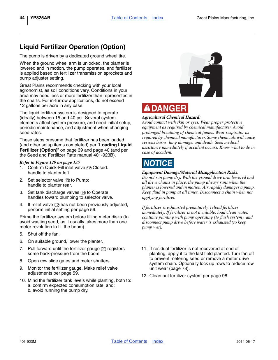 Liquid fertilizer operation (option) | Great Plains YP825AR Operator Manual User Manual | Page 48 / 166