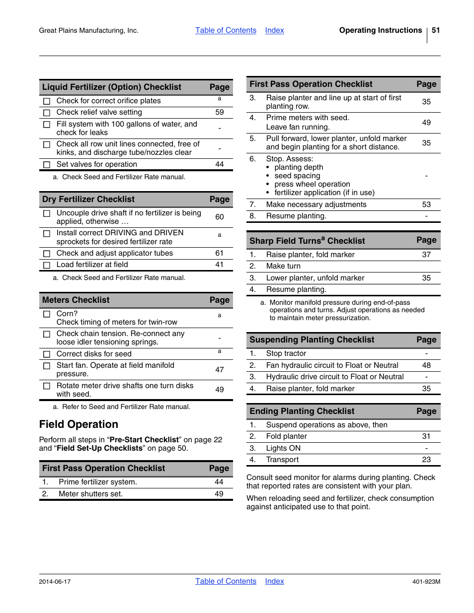 Field operation | Great Plains YP825AR Operator Manual User Manual | Page 55 / 166