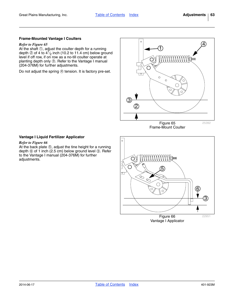 Frame-mounted vantage i coulters, Vantage i liquid fertilizer applicator | Great Plains YP825AR Operator Manual User Manual | Page 67 / 166