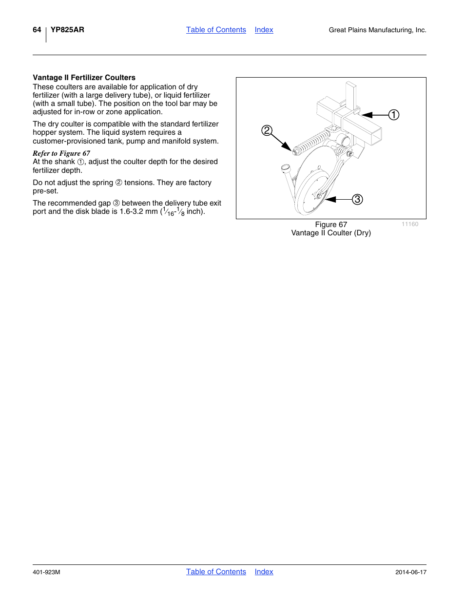 Vantage ii fertilizer coulters | Great Plains YP825AR Operator Manual User Manual | Page 68 / 166