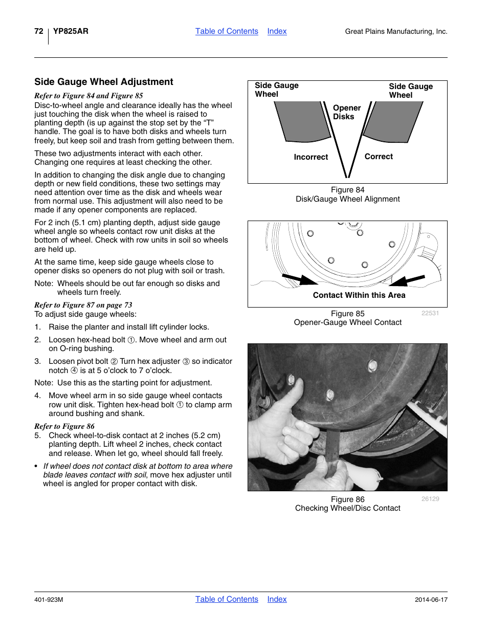 Side gauge wheel adjustment | Great Plains YP825AR Operator Manual User Manual | Page 76 / 166