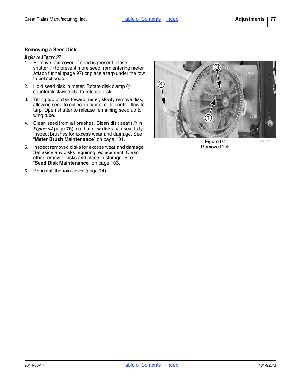 Removing a seed disk | Great Plains YP825AR Operator Manual User Manual | Page 81 / 166