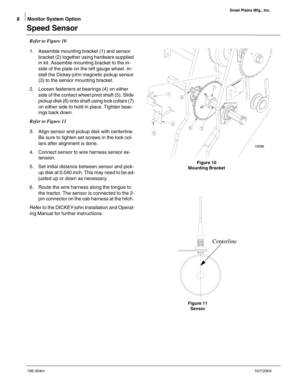 Speed sensor | Great Plains 3N-30P SE Assembly Instructions User Manual | Page 8 / 10