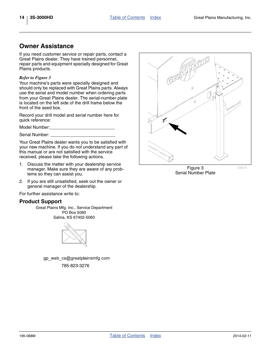 Owner assistance, Product support | Great Plains 3S-3000HDF Operator Manual v2 User Manual | Page 18 / 118