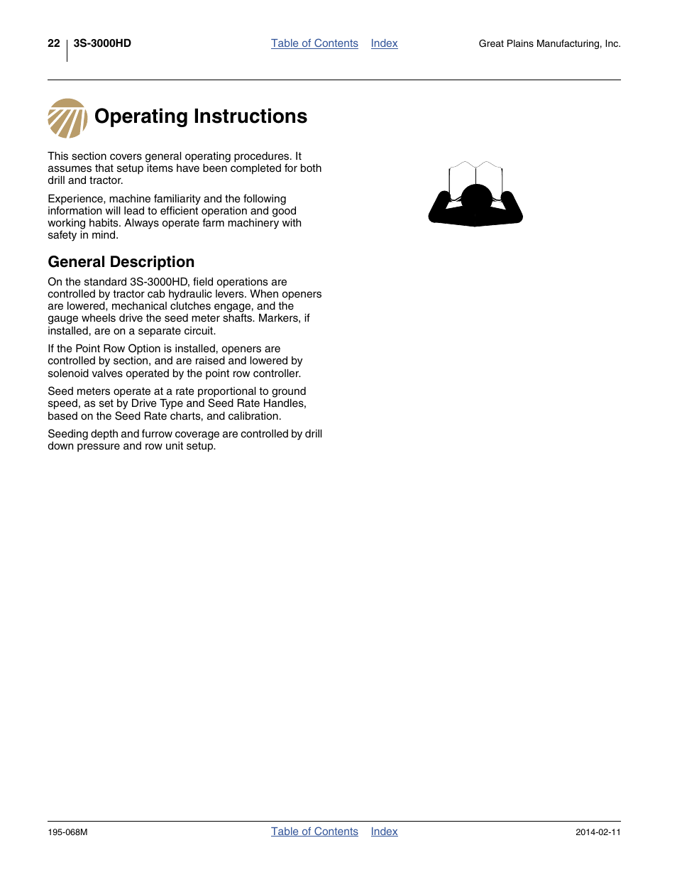 Operating instructions, General description, Operating instructions general description | Great Plains 3S-3000HDF Operator Manual v2 User Manual | Page 26 / 118