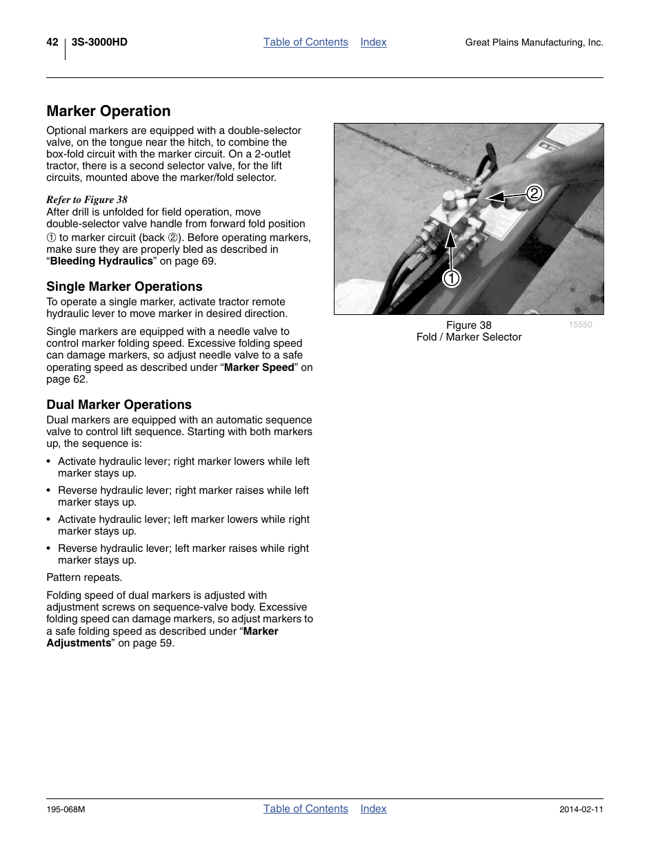 Marker operation, Single marker operations, Dual marker operations | Single marker operations dual marker operations | Great Plains 3S-3000HDF Operator Manual v2 User Manual | Page 46 / 118