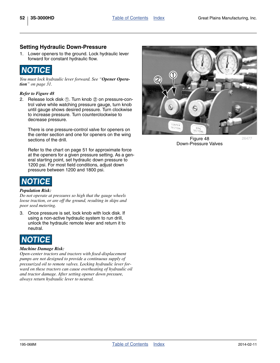 Setting hydraulic down-pressure | Great Plains 3S-3000HDF Operator Manual v2 User Manual | Page 56 / 118