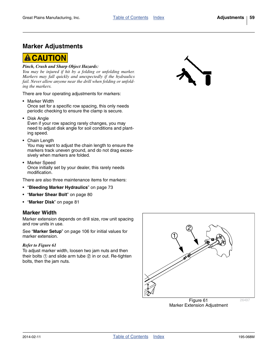 Marker adjustments, Marker width | Great Plains 3S-3000HDF Operator Manual v2 User Manual | Page 63 / 118