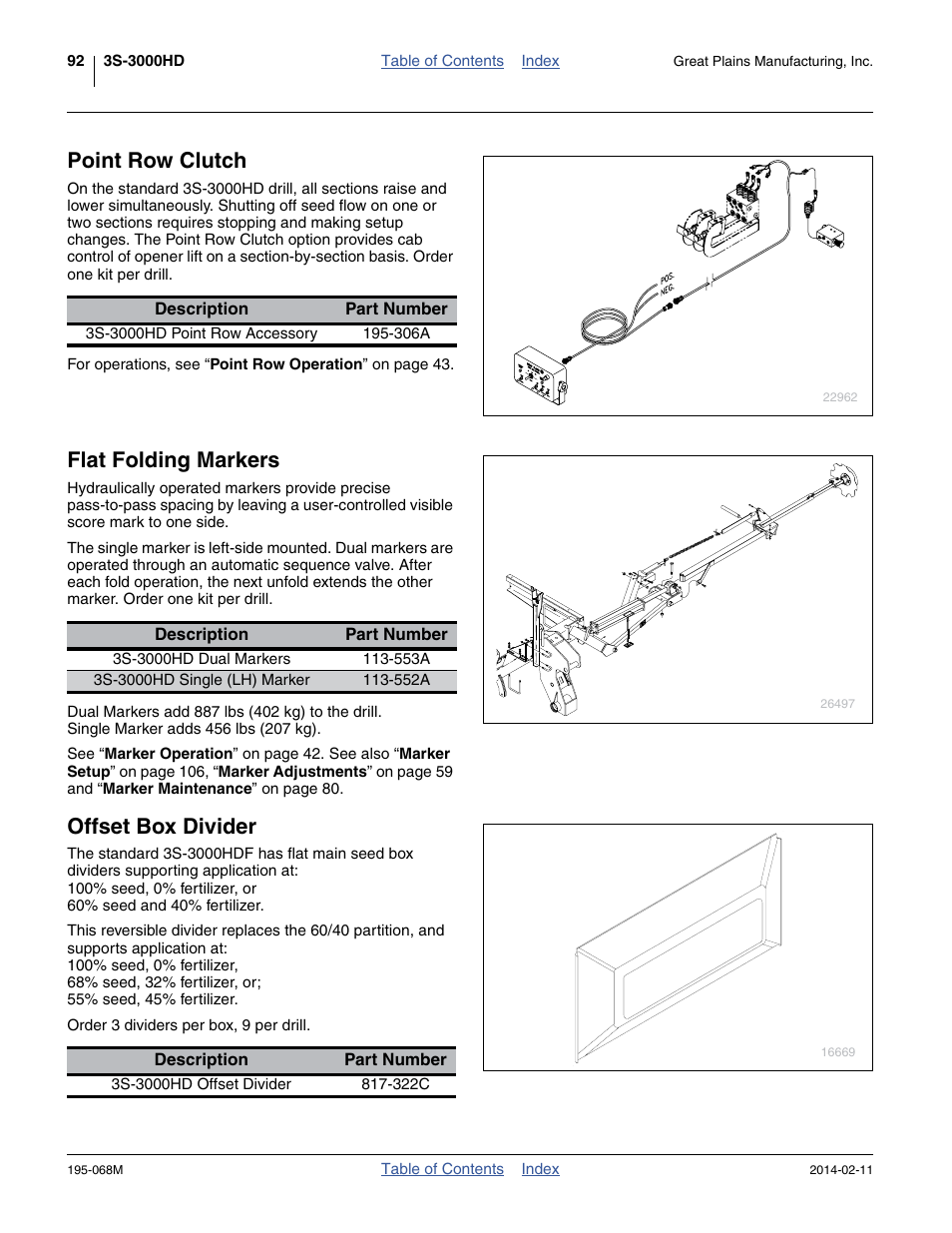 Point row clutch, Flat folding markers, Offset box divider | Great Plains 3S-3000HDF Operator Manual v2 User Manual | Page 96 / 118