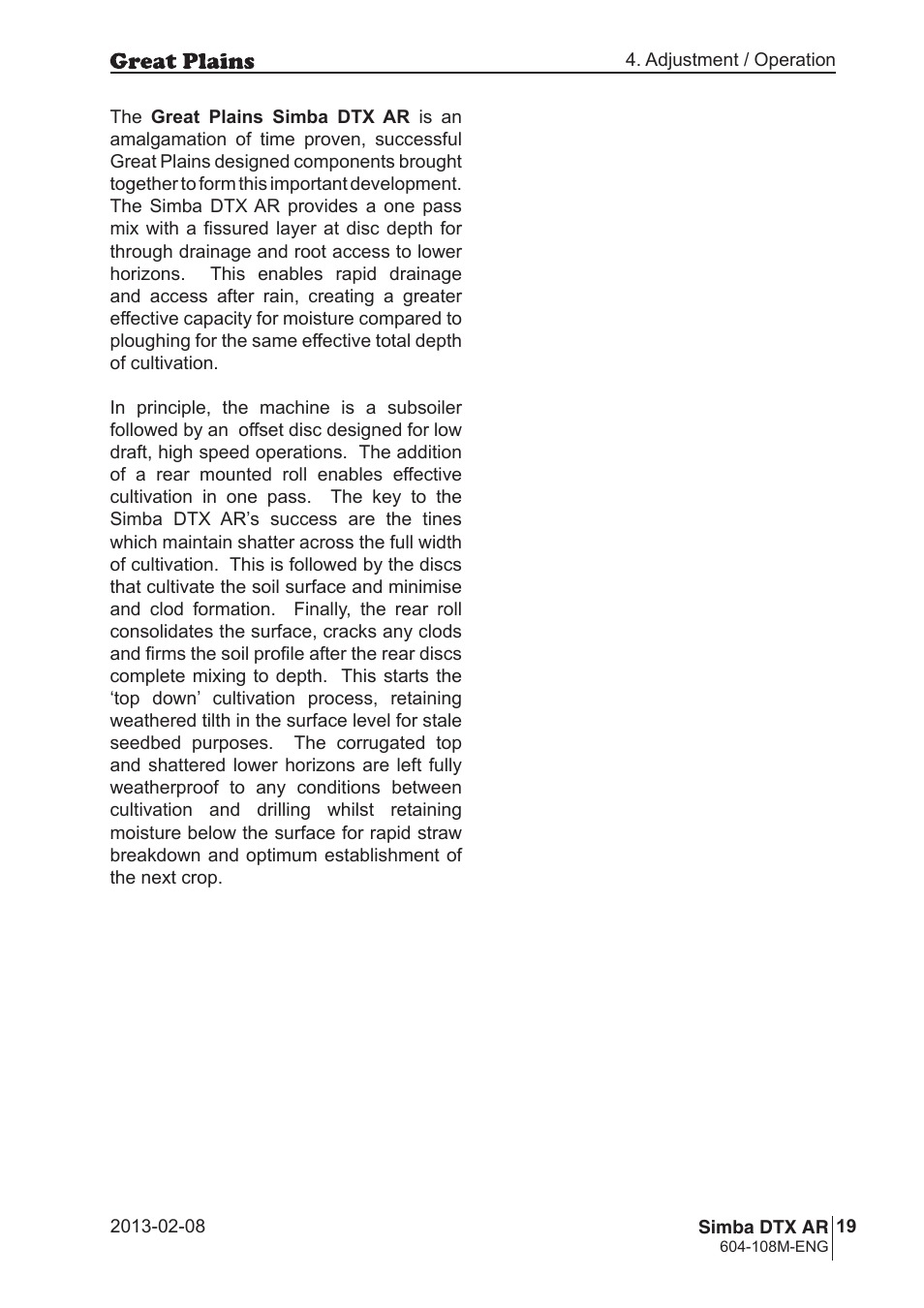 Great Plains Simba DTX AR Operator Manual User Manual | Page 19 / 36
