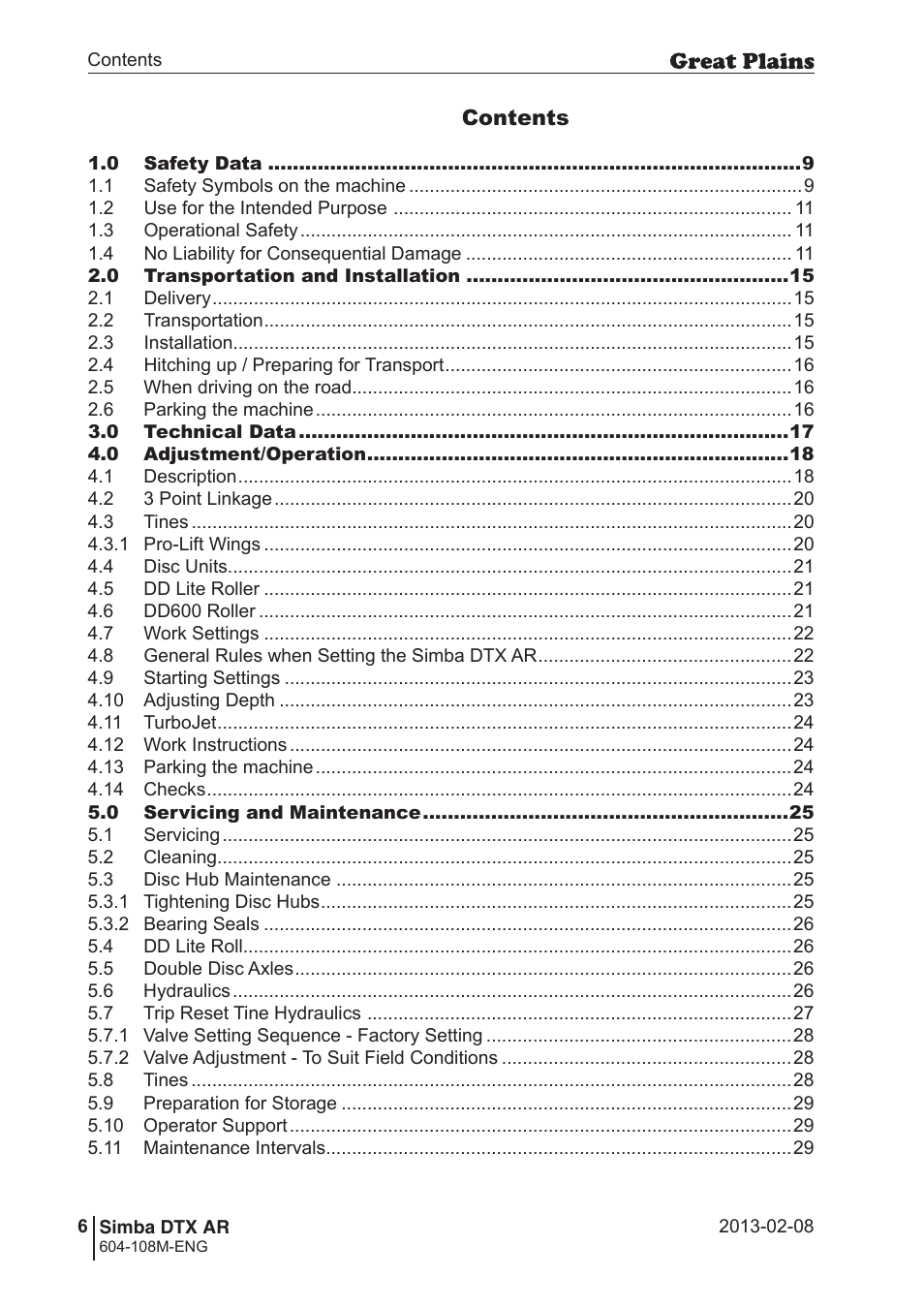 Great Plains Simba DTX AR Operator Manual User Manual | Page 6 / 36