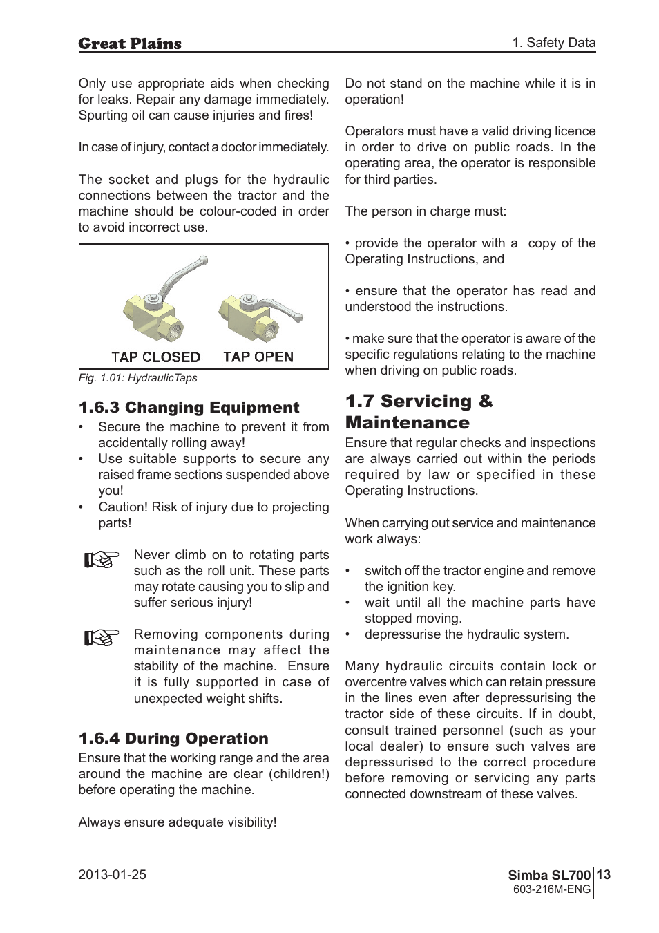 7 servicing & maintenance | Great Plains Simba SL700 Operator Manual User Manual | Page 13 / 38