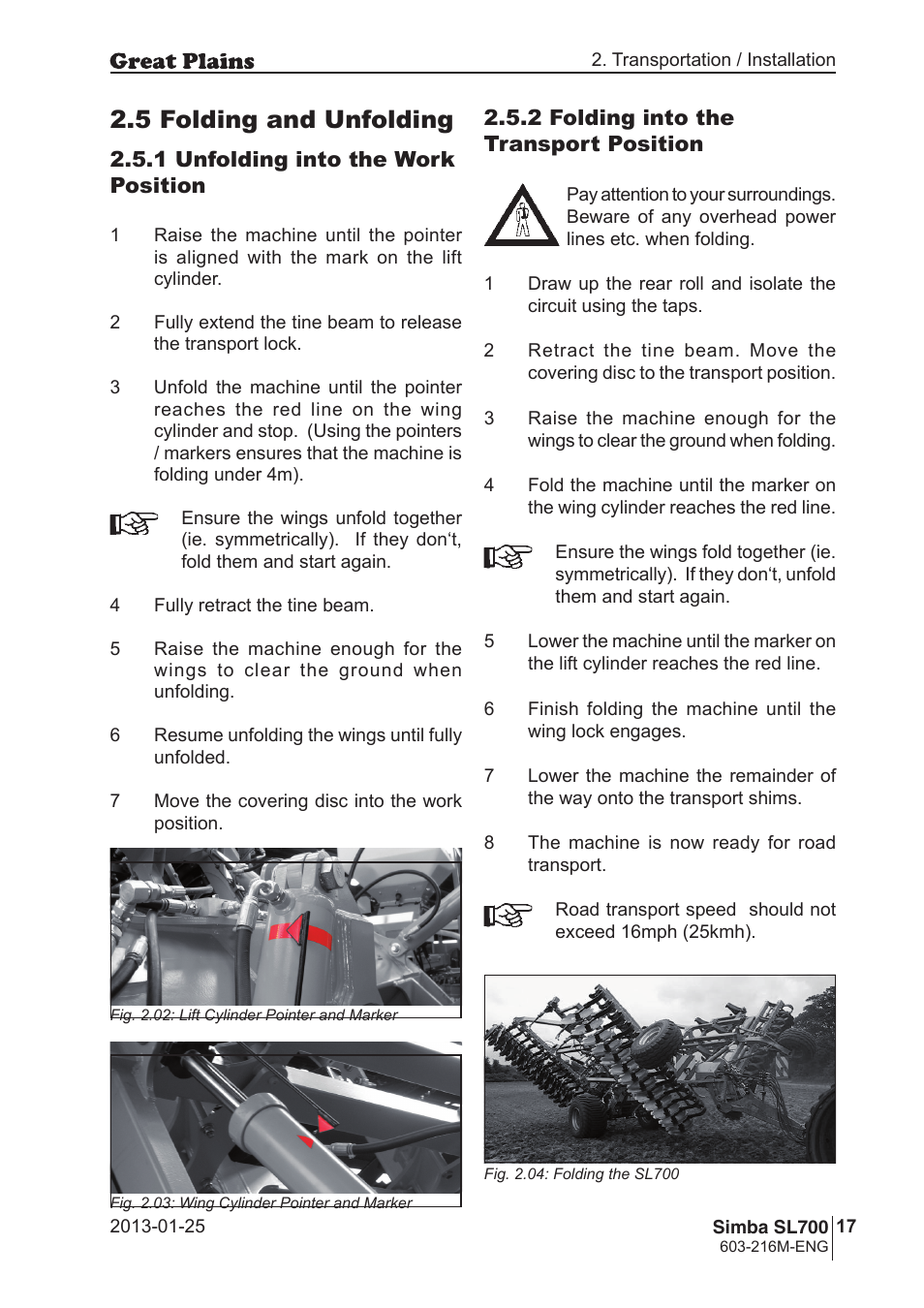 5 folding and unfolding | Great Plains Simba SL700 Operator Manual User Manual | Page 17 / 38