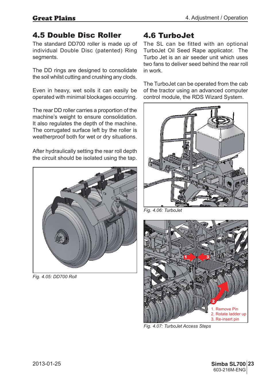 5 double disc roller, 6 turbojet | Great Plains Simba SL700 Operator Manual User Manual | Page 23 / 38