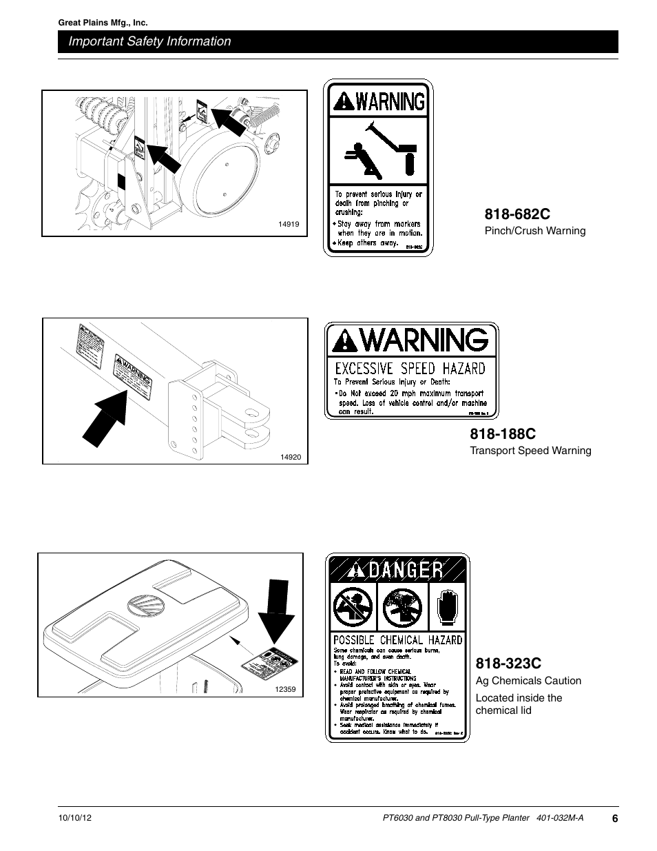 682c, 188c, 323c | Great Plains PT8030 V1013 Operator Manual User Manual | Page 8 / 56