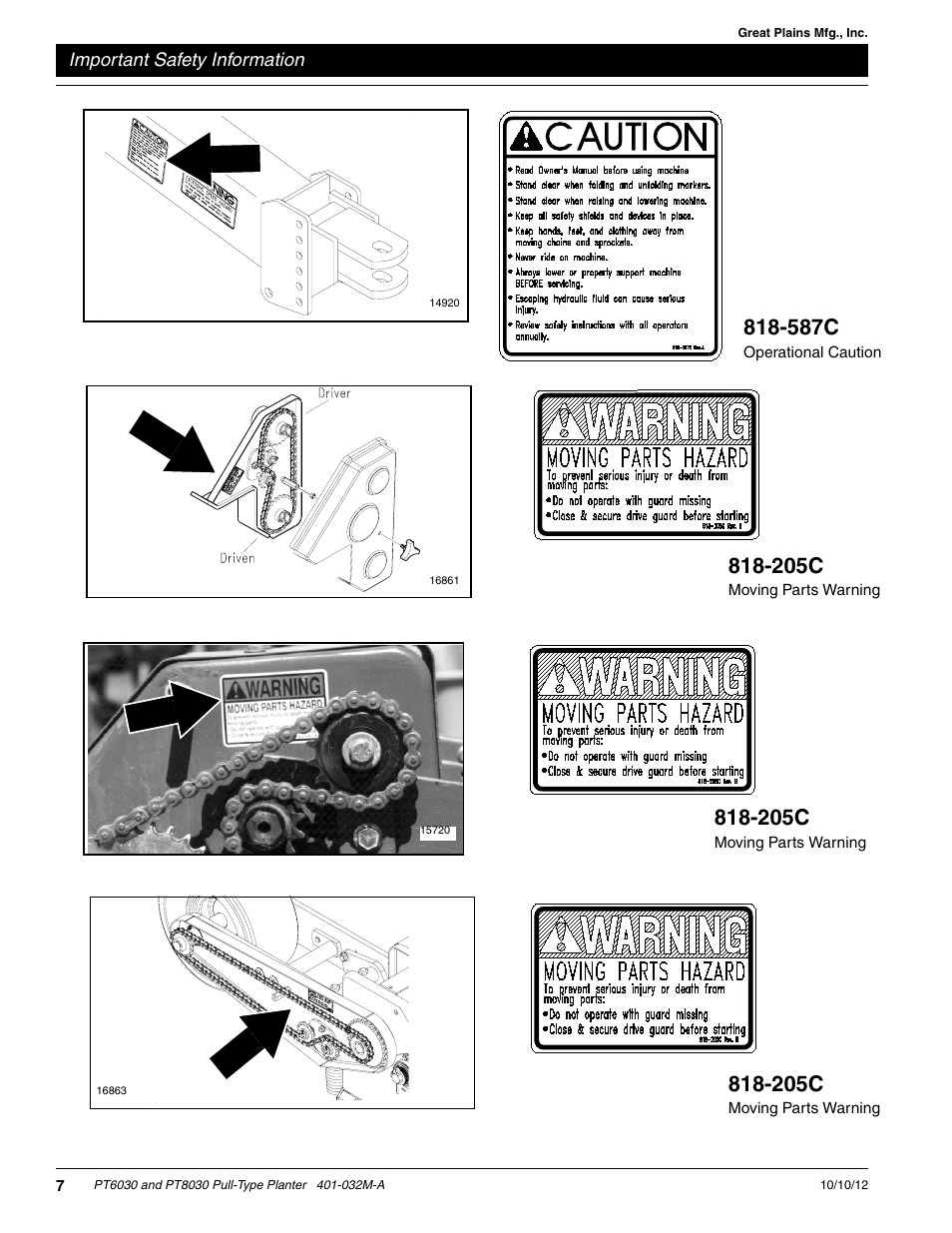 205c, 587c | Great Plains PT8030 V1013 Operator Manual User Manual | Page 9 / 56
