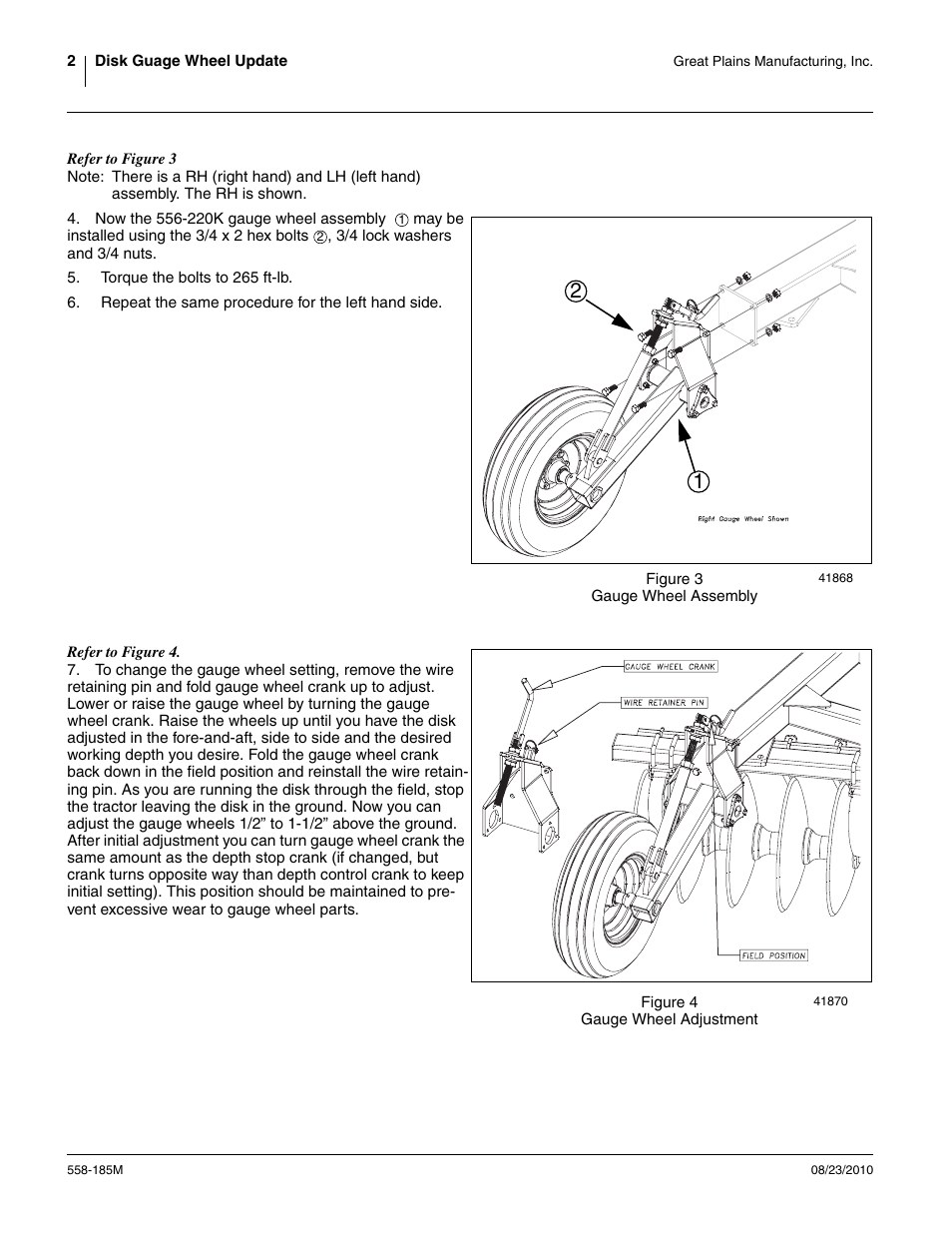 Great Plains Disk Harrow Update Gauge Wheel User Manual | Page 2 / 2