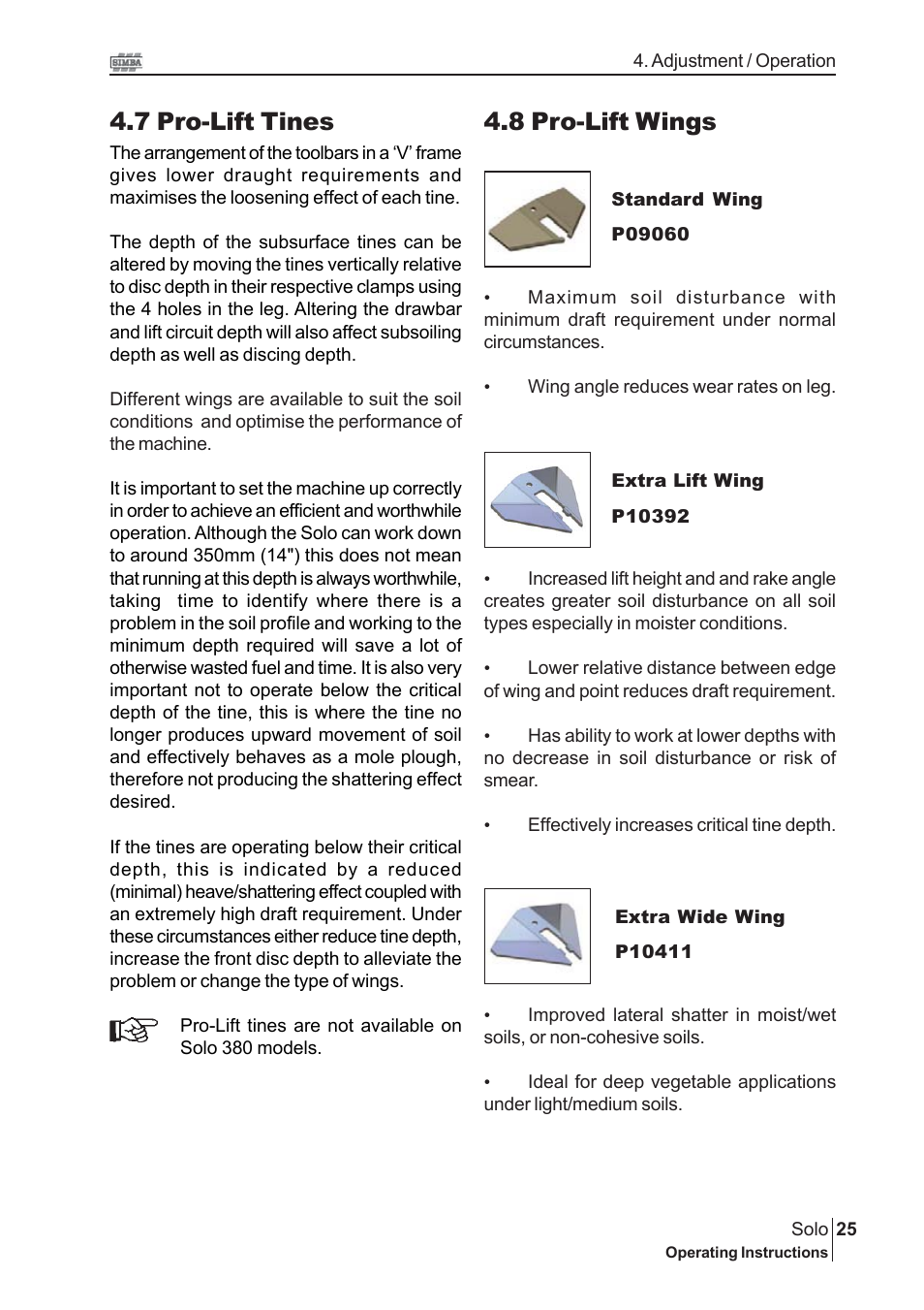 7 pro-lift tines, 8 pro-lift wings | Great Plains P13307 User Manual | Page 25 / 44