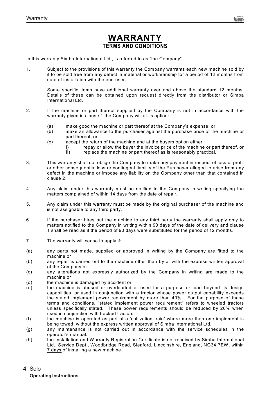Warranty | Great Plains P13307 User Manual | Page 4 / 44