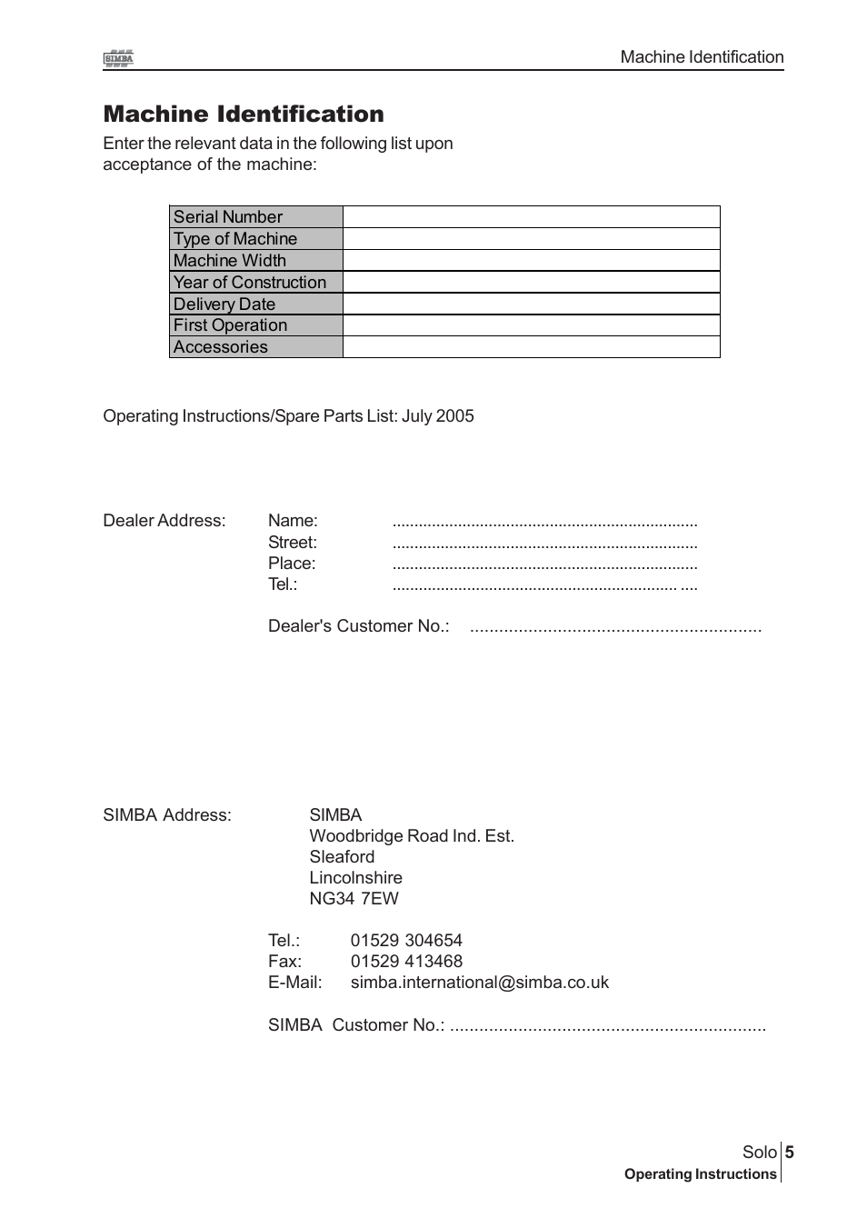 Machine identification | Great Plains P13307 User Manual | Page 5 / 44