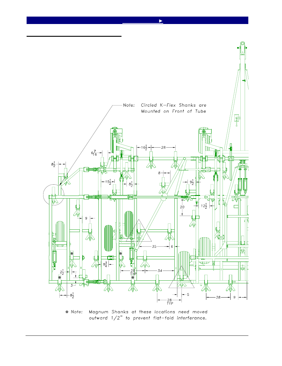 6537 single fold shank layout | Great Plains 6548 Series VII Field Cultivator-Floating Hitch Operator Manual User Manual | Page 36 / 62