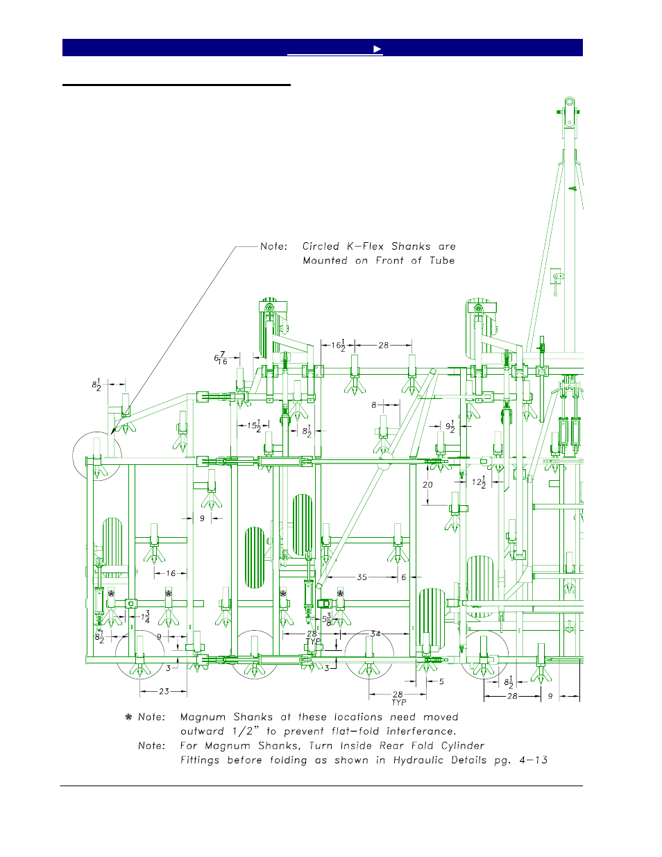 6539 double fold shank layout | Great Plains 6548 Series VII Field Cultivator-Floating Hitch Operator Manual User Manual | Page 42 / 62