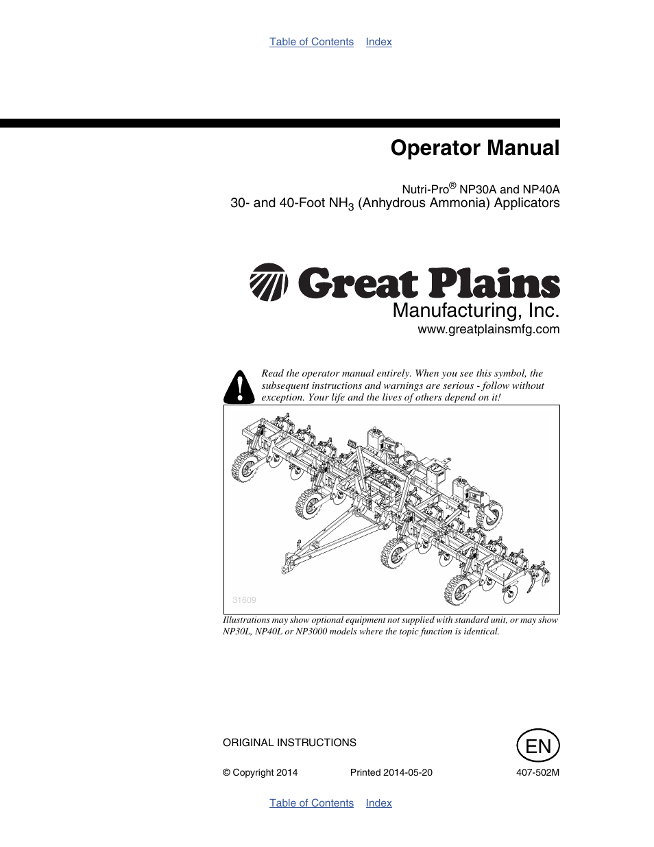 Great Plains NP30A 30-foot Operator Manual User Manual | 170 pages