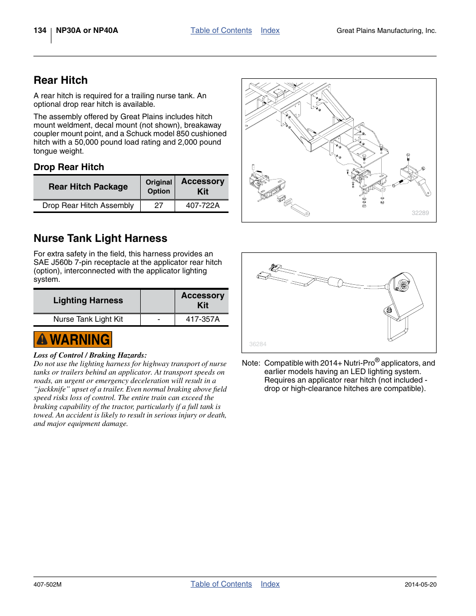 Rear hitch, Drop rear hitch, Nurse tank light harness | Great Plains NP30A 30-foot Operator Manual User Manual | Page 138 / 170