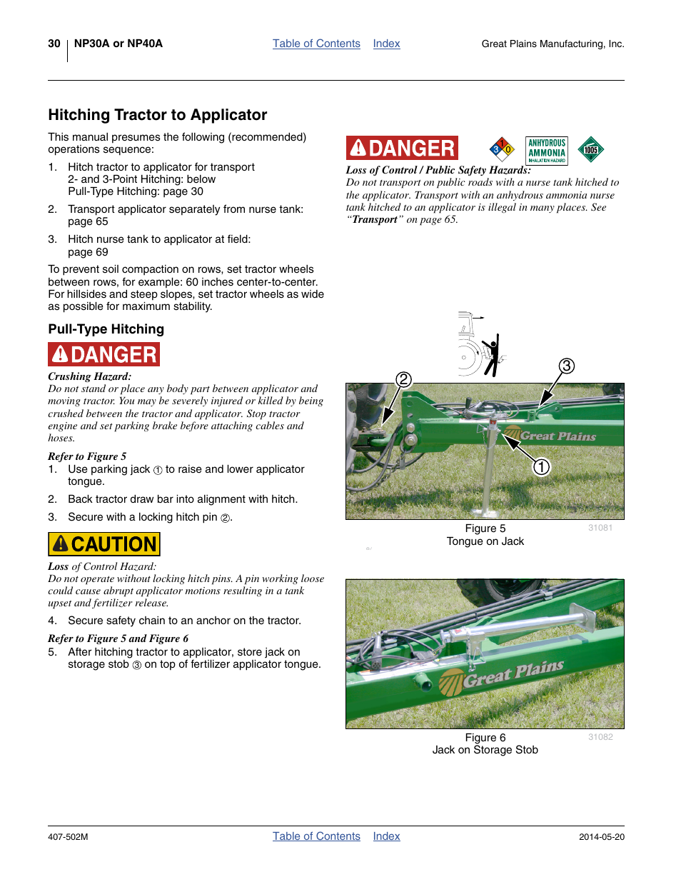 Hitching tractor to applicator, Pull-type hitching | Great Plains NP30A 30-foot Operator Manual User Manual | Page 34 / 170