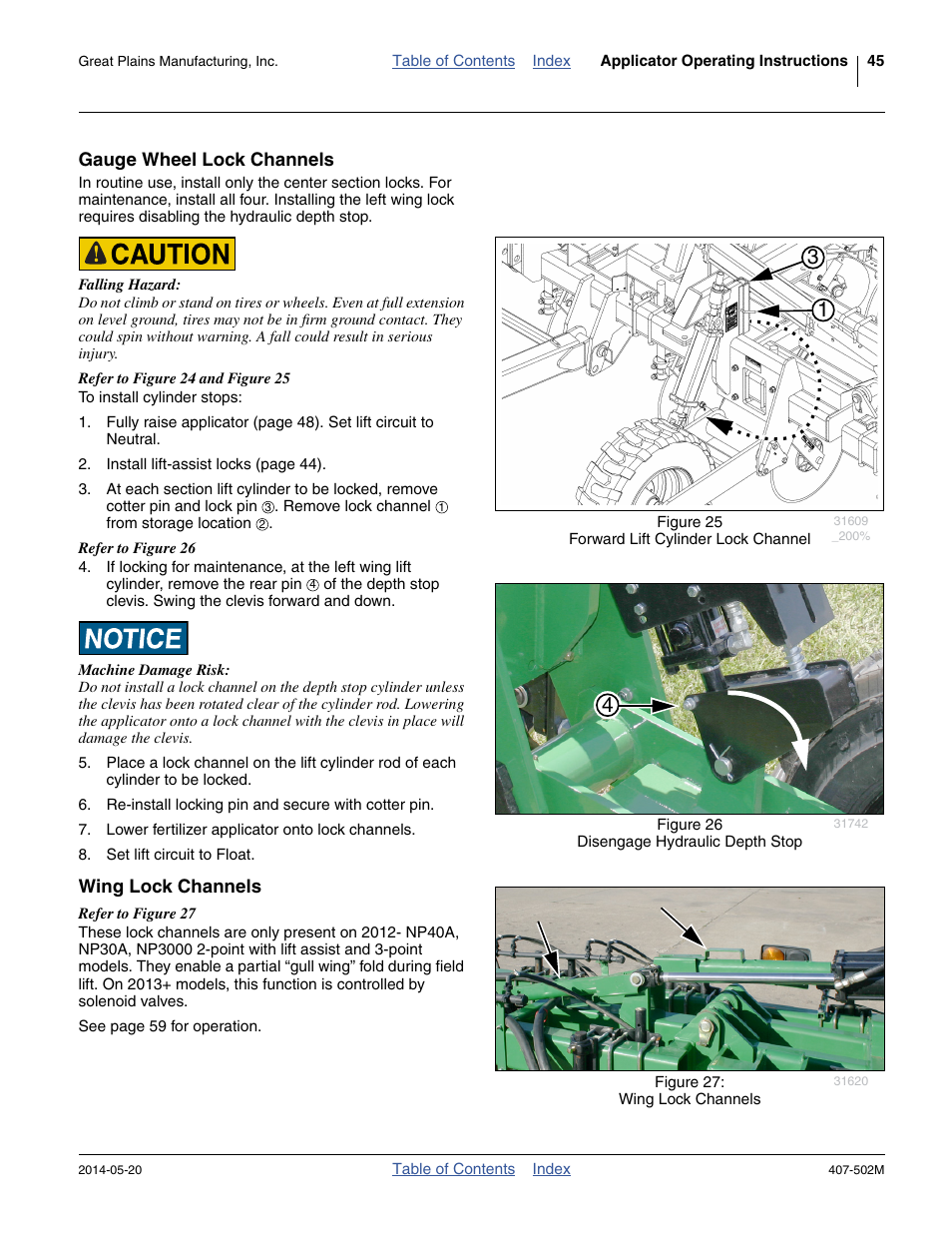 Gauge wheel lock channels, Wing lock channels, Gauge wheel lock channels wing lock channels | Great Plains NP30A 30-foot Operator Manual User Manual | Page 49 / 170