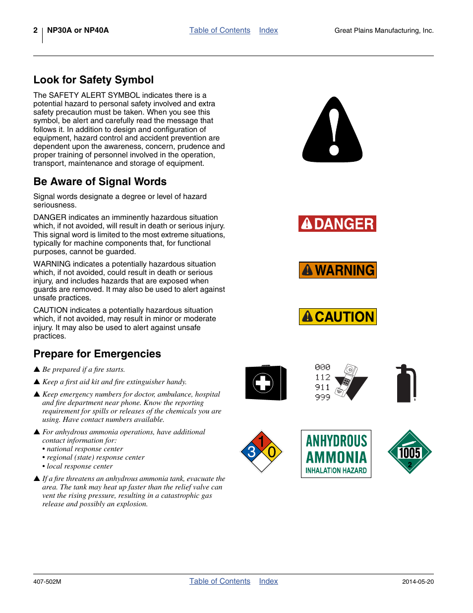 Look for safety symbol, Be aware of signal words, Prepare for emergencies | Great Plains NP30A 30-foot Operator Manual User Manual | Page 6 / 170