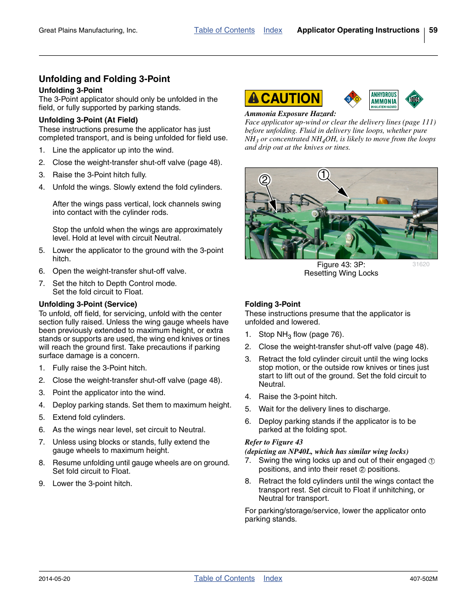 Unfolding and folding 3-point, Unfolding 3-point, Unfolding 3-point (at field) | Unfolding 3-point (service), Folding 3-point, Unfolding 3-point unfolding 3-point (at field) | Great Plains NP30A 30-foot Operator Manual User Manual | Page 63 / 170