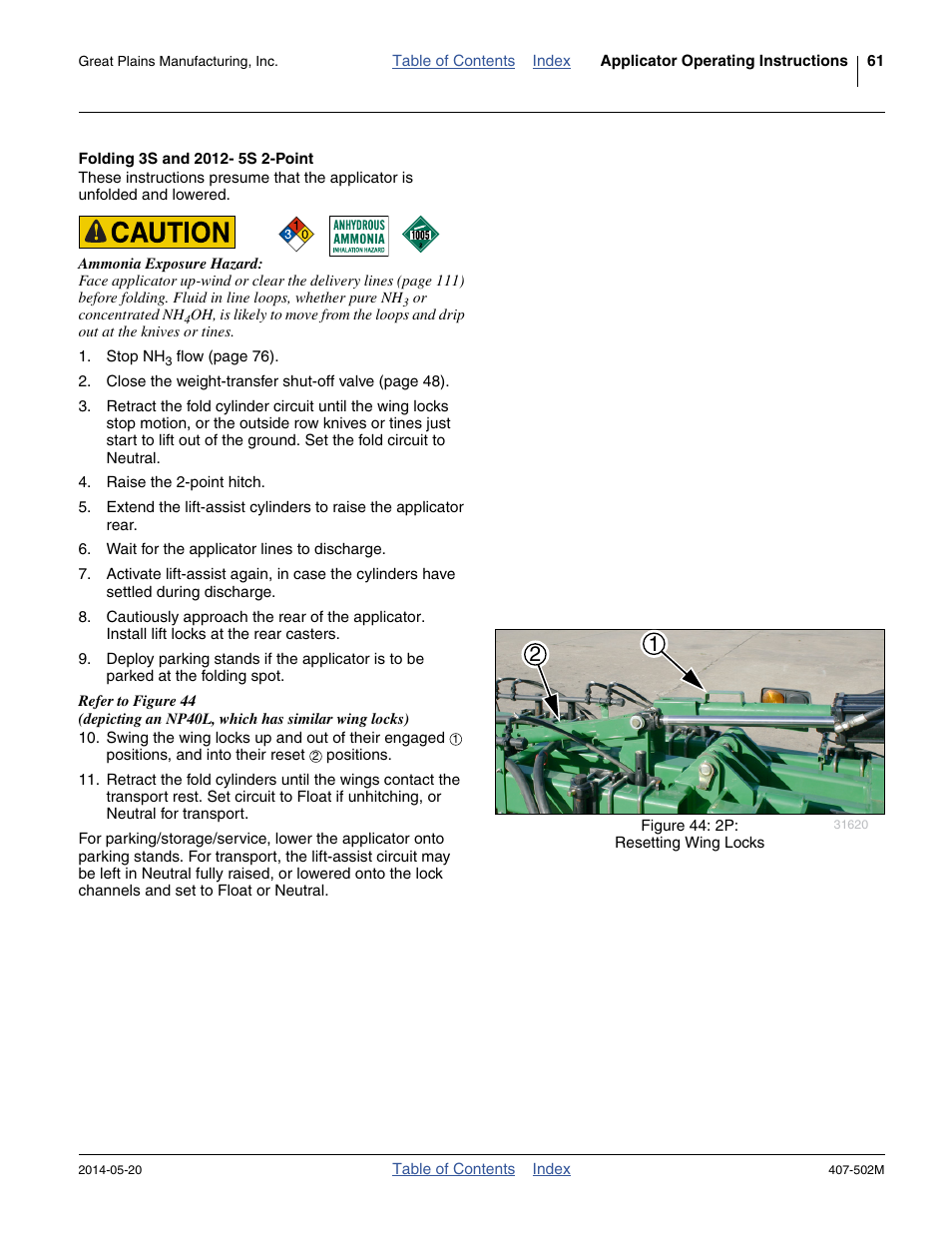Folding 3s and 2012- 5s 2-point, Positions | Great Plains NP30A 30-foot Operator Manual User Manual | Page 65 / 170