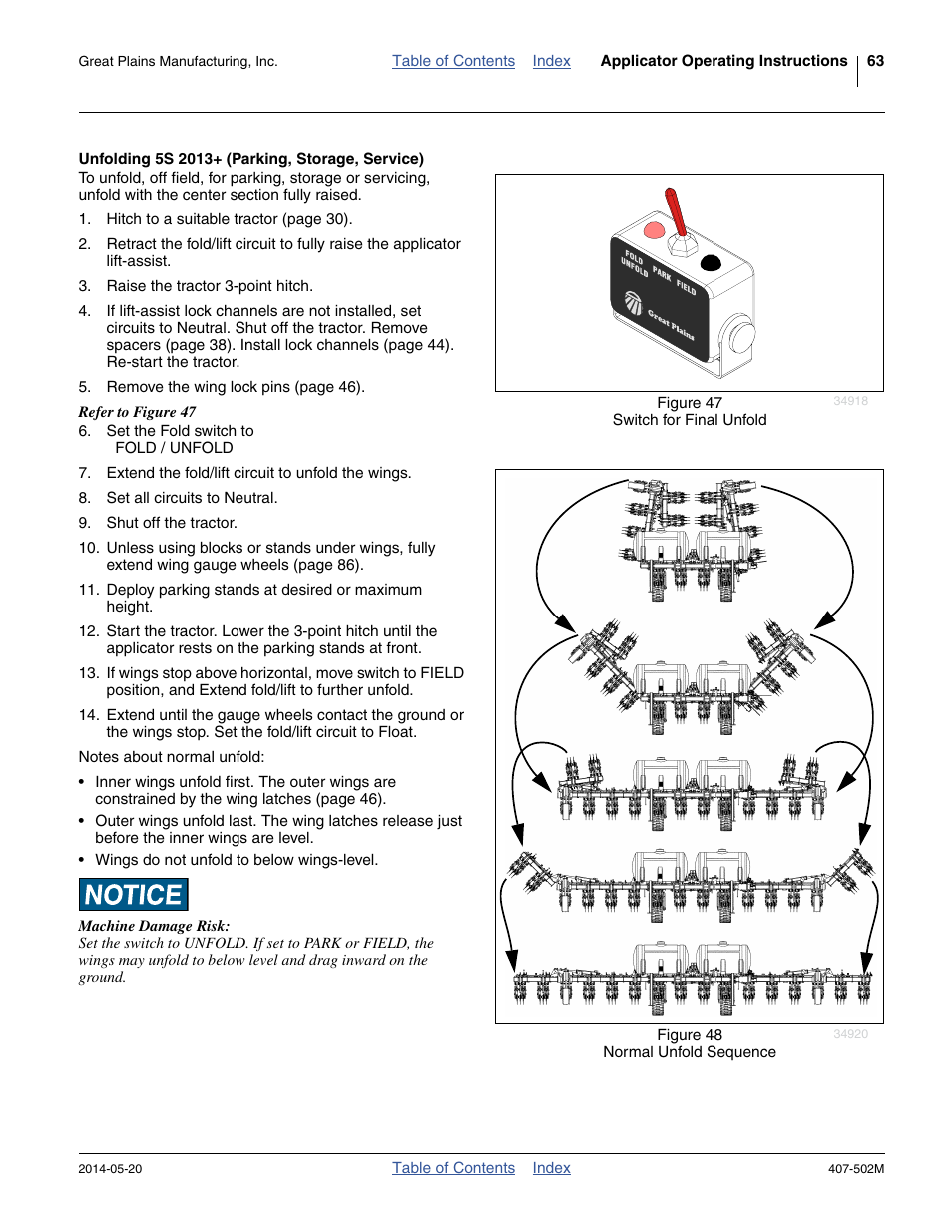 Unfolding 5s 2013+ (parking, storage, service) | Great Plains NP30A 30-foot Operator Manual User Manual | Page 67 / 170