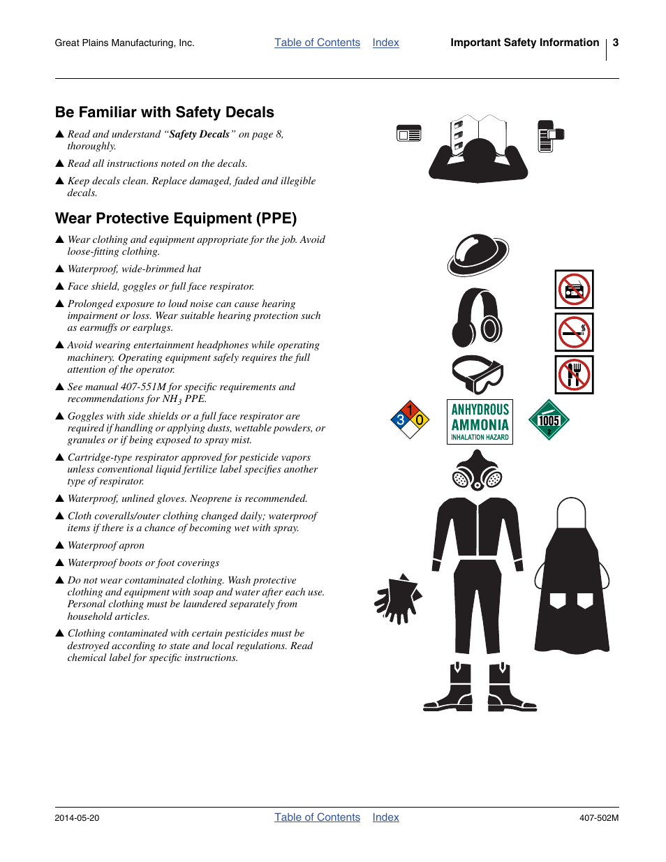 Be familiar with safety decals, Wear protective equipment (ppe) | Great Plains NP30A 30-foot Operator Manual User Manual | Page 7 / 170