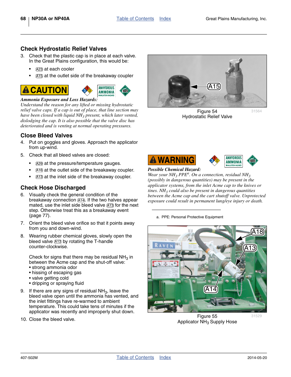 Check hydrostatic relief valves, Close bleed valves, Check hose discharged | Great Plains NP30A 30-foot Operator Manual User Manual | Page 72 / 170