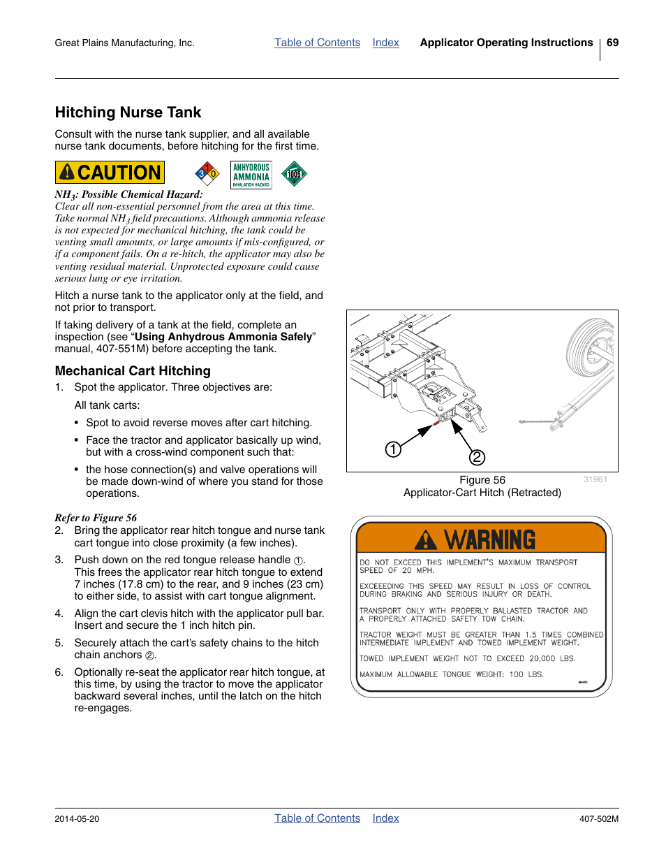Hitching nurse tank, Mechanical cart hitching | Great Plains NP30A 30-foot Operator Manual User Manual | Page 73 / 170