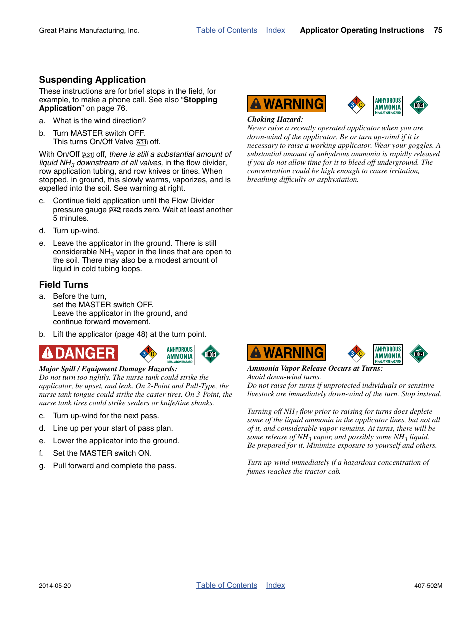 Suspending application, Field turns, Suspending application field turns | Great Plains NP30A 30-foot Operator Manual User Manual | Page 79 / 170