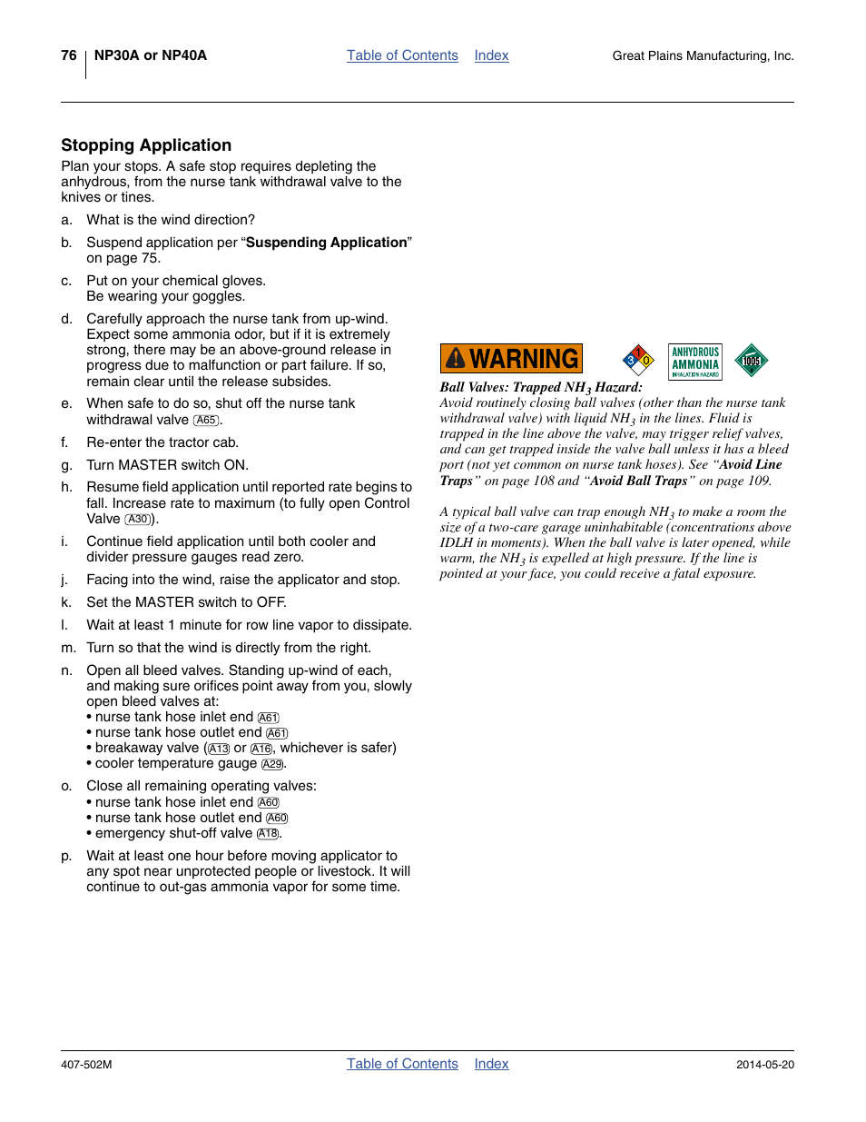 Stopping application | Great Plains NP30A 30-foot Operator Manual User Manual | Page 80 / 170