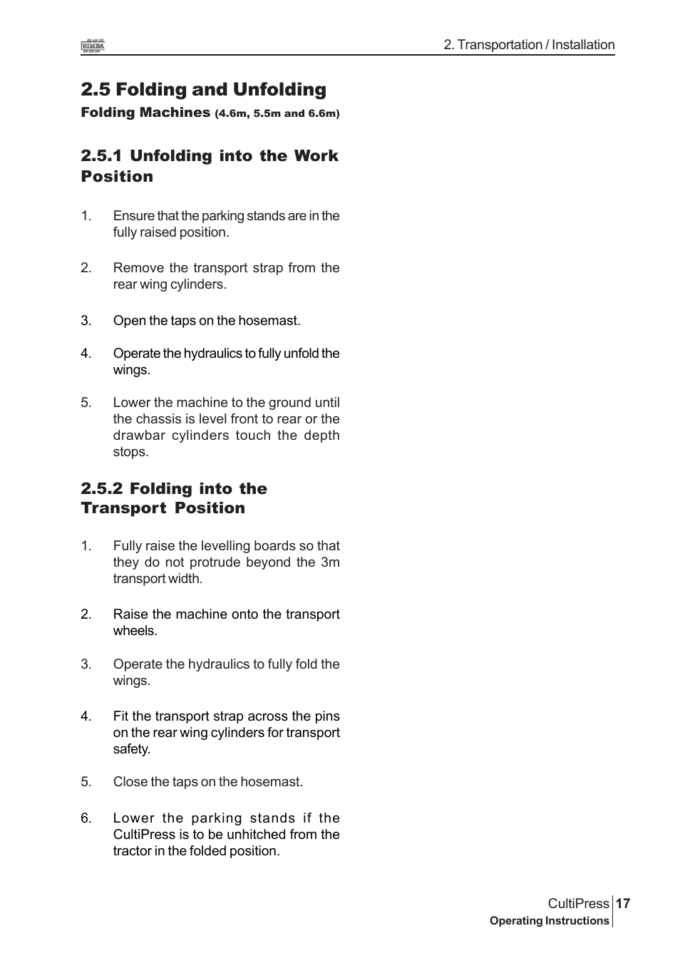5 folding and unfolding | Great Plains P13113 2004 Operator Manual User Manual | Page 17 / 36