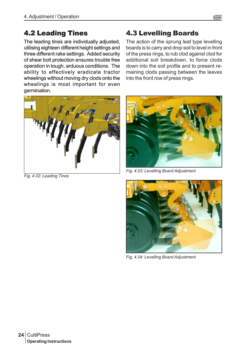 3 levelling boards, 2 leading tines | Great Plains P13113 2004 Operator Manual User Manual | Page 24 / 36