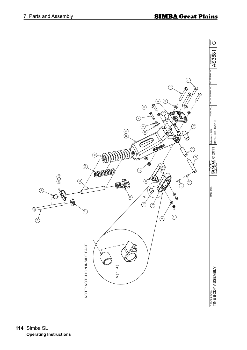 Simba sl, 114 7. parts and assembly, Cas 38 81 | Operating instructions, Si m b a | Great Plains P18253C Operator Manual User Manual | Page 114 / 190