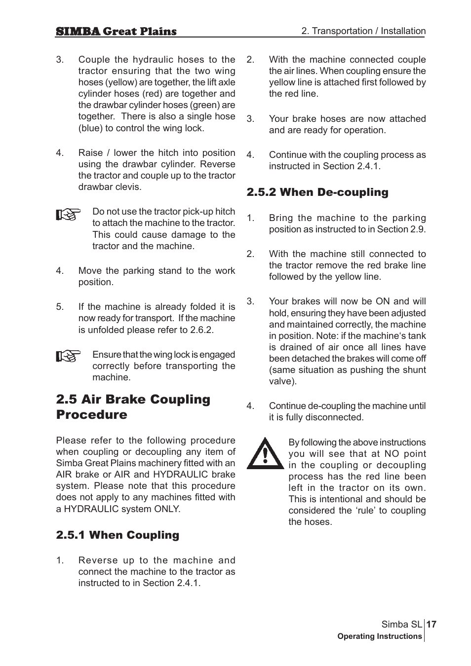 5 air brake coupling procedure | Great Plains P18253C Operator Manual User Manual | Page 17 / 190
