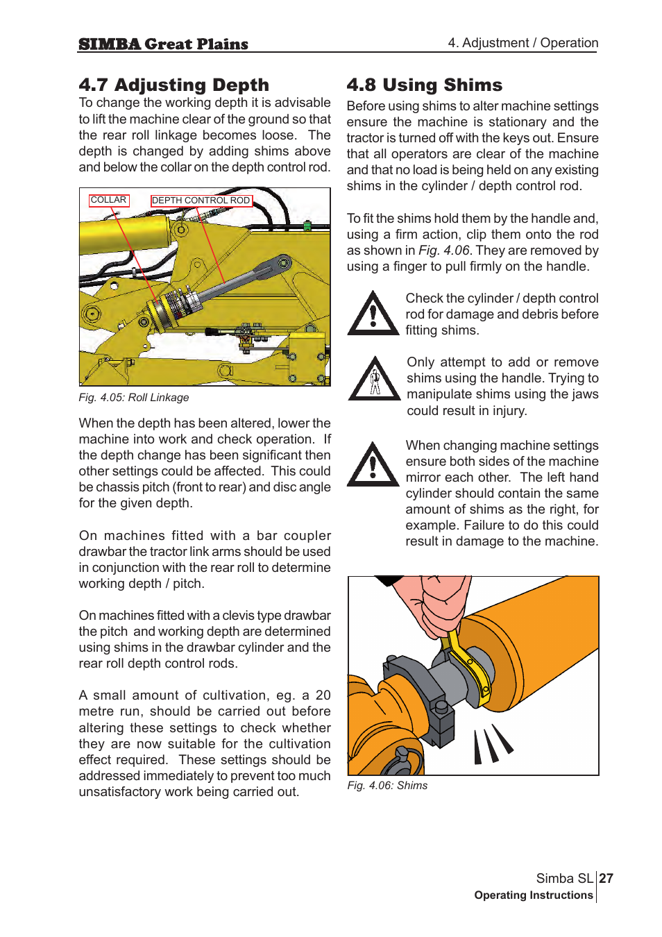 7 adjusting depth, 8 using shims | Great Plains P18253C Operator Manual User Manual | Page 27 / 190