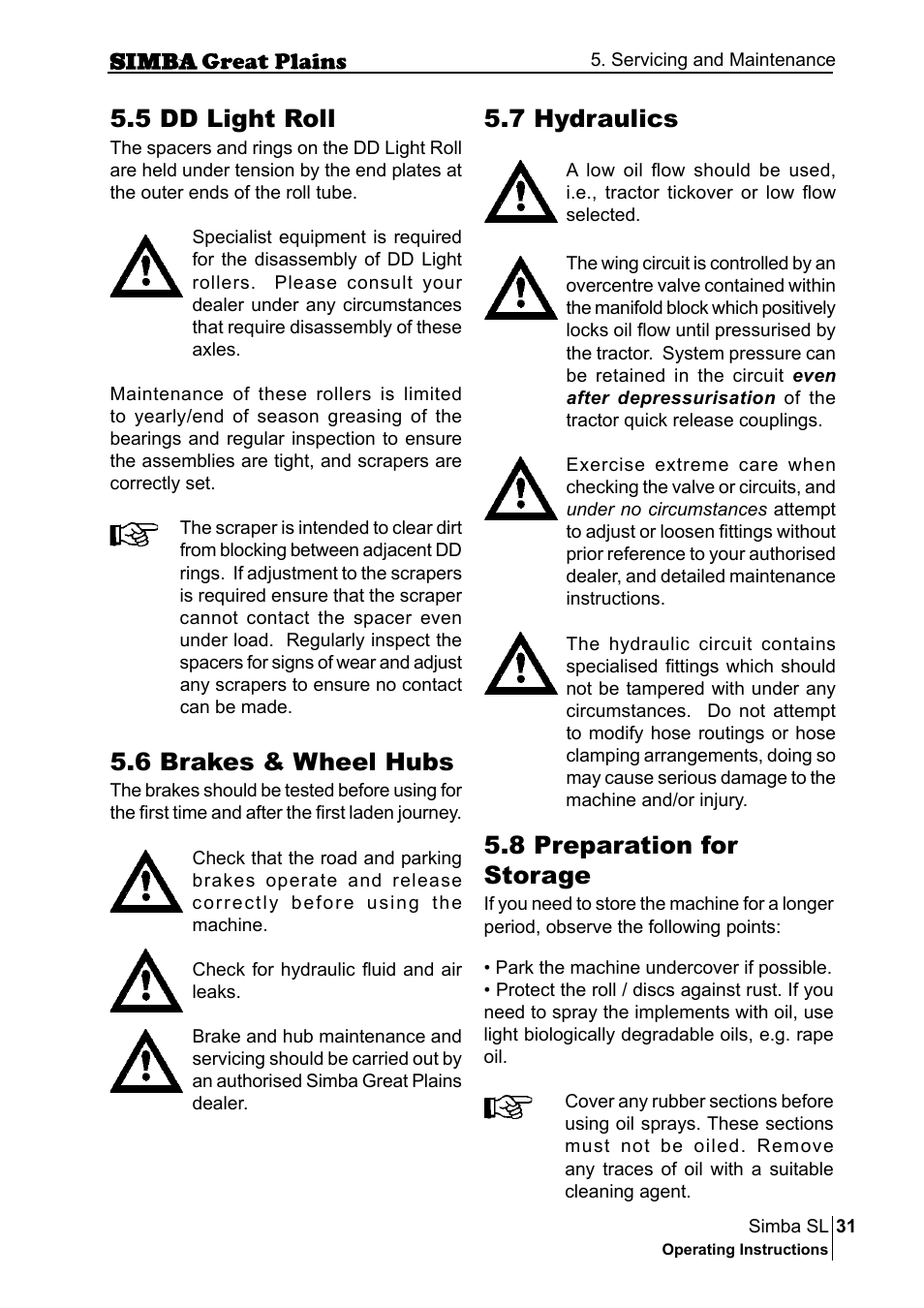 5 dd light roll, 6 brakes & wheel hubs, 7 hydraulics | 8 preparation for storage | Great Plains P18253C Operator Manual User Manual | Page 31 / 190