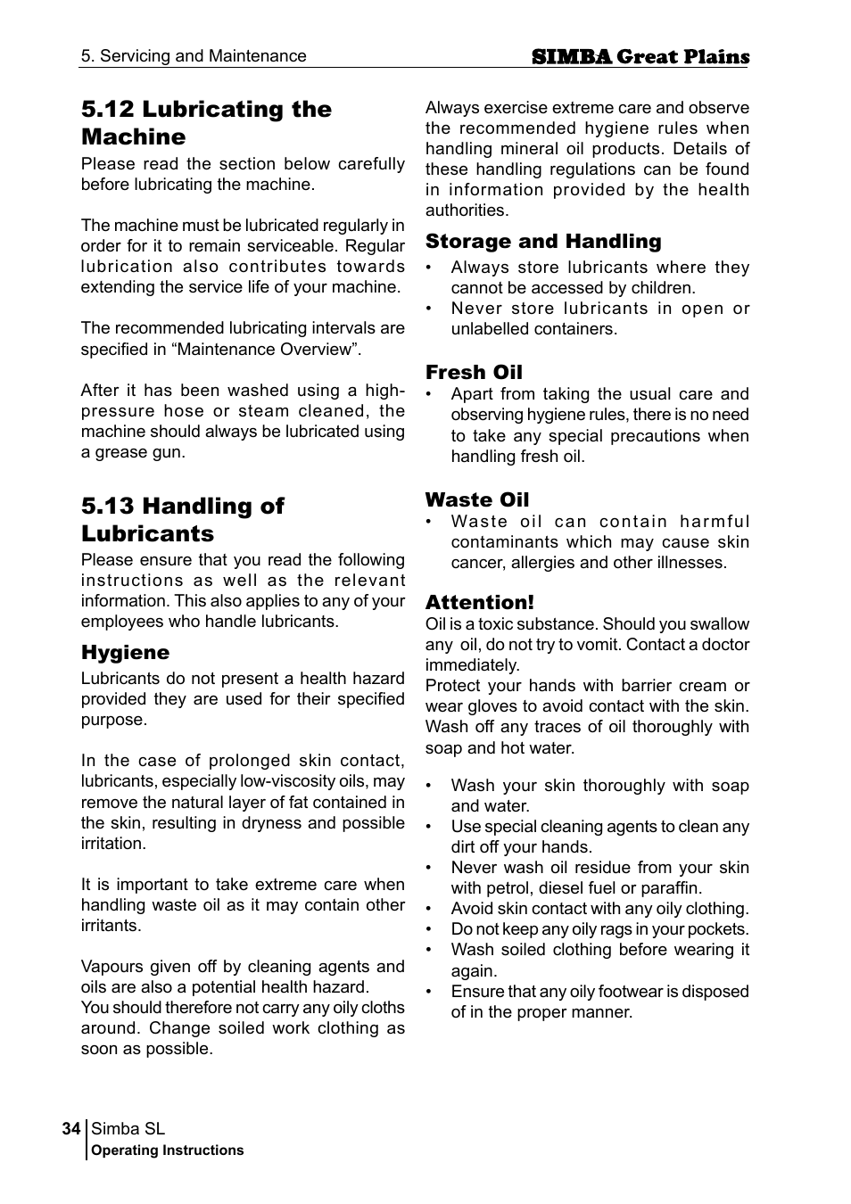 12 lubricating the machine, 13 handling of lubricants | Great Plains P18253C Operator Manual User Manual | Page 34 / 190