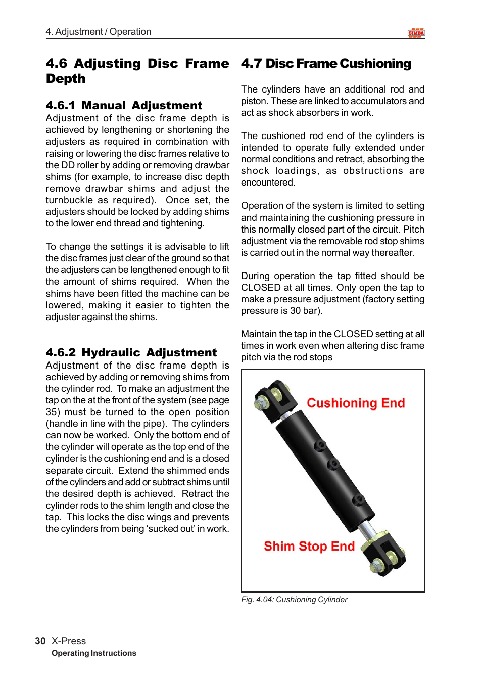 7 disc frame cushioning, 6 adjusting disc frame depth | Great Plains P12720 User Manual | Page 30 / 42