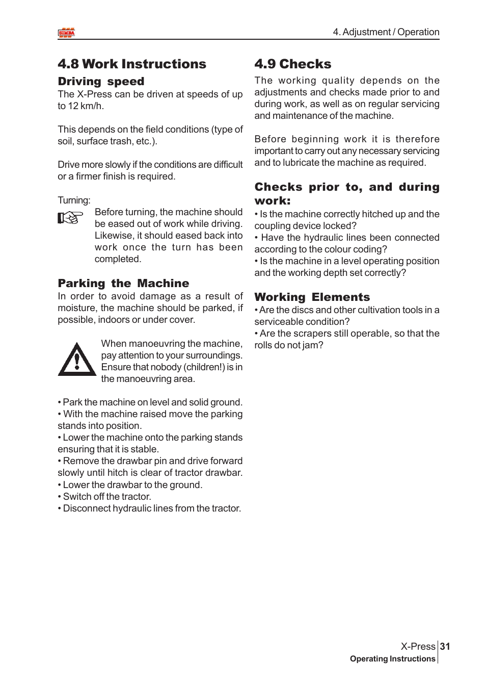 8 work instructions, 9 checks | Great Plains P12720 User Manual | Page 31 / 42