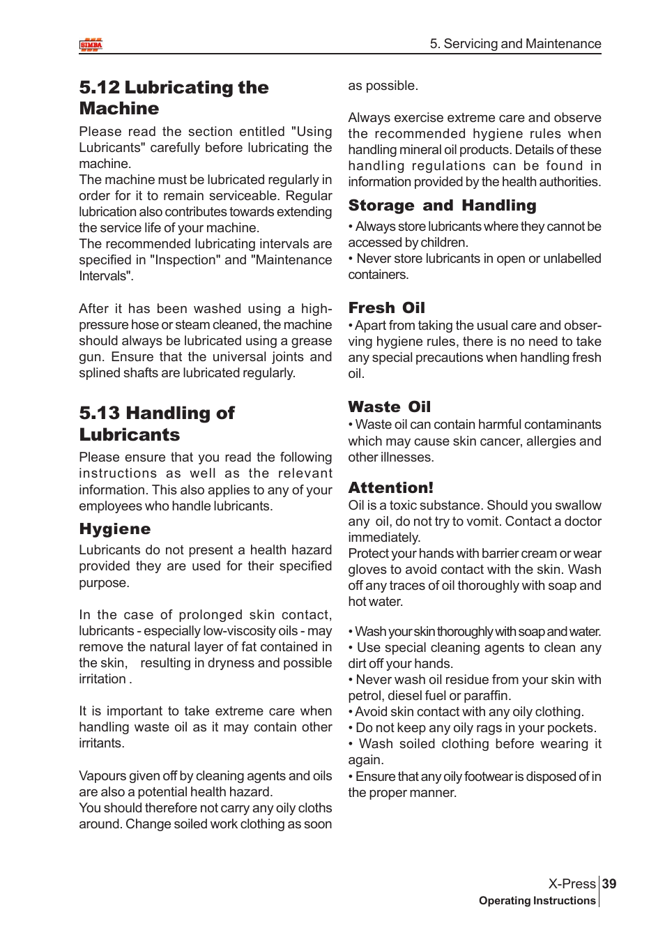 12 lubricating the machine, 13 handling of lubricants | Great Plains P12720 User Manual | Page 39 / 42