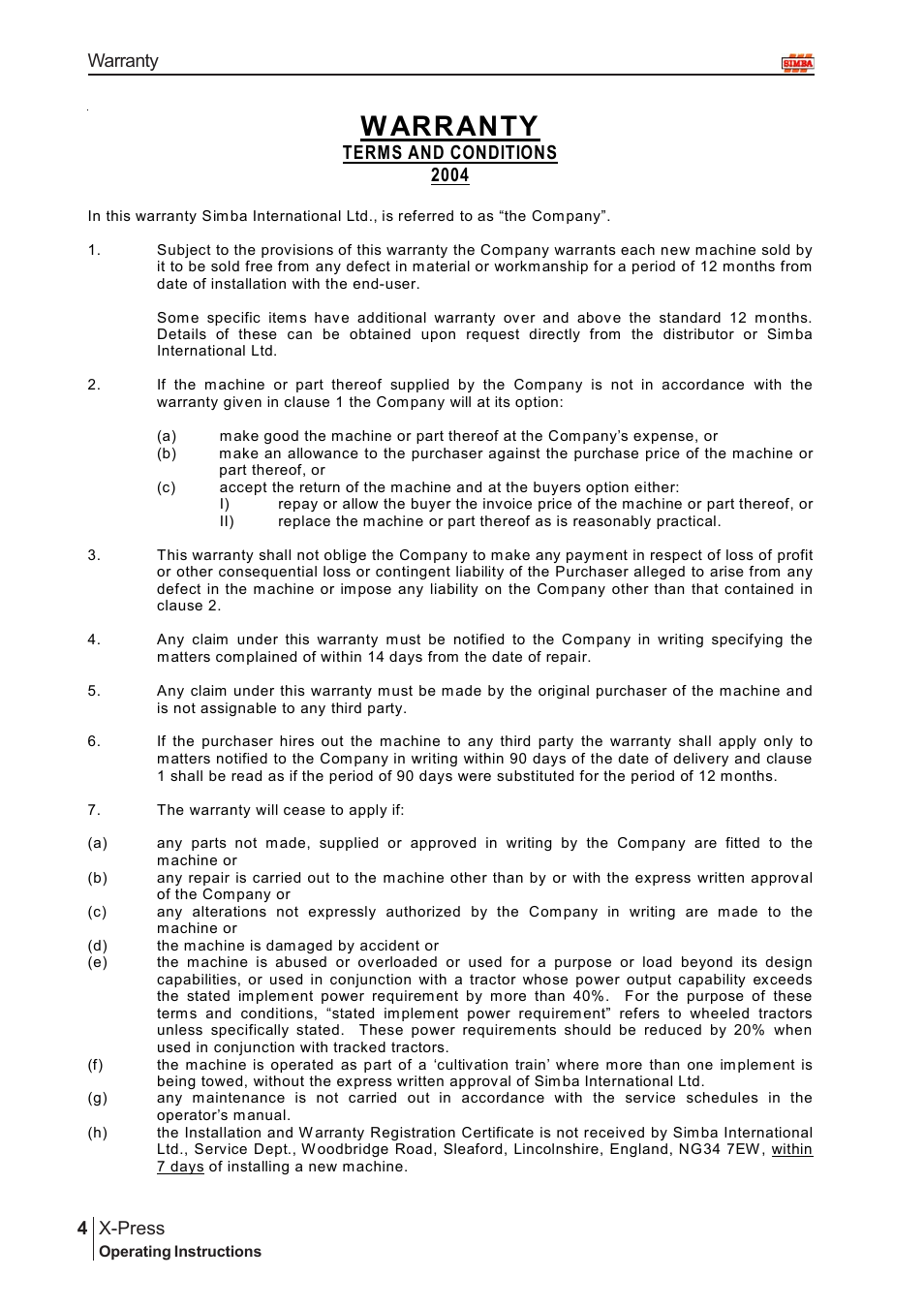 W arranty | Great Plains P12720 User Manual | Page 4 / 42